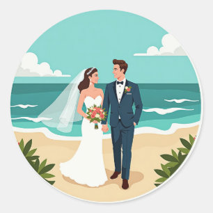 Adesivo Sticker de Amor de Casamento de Praia