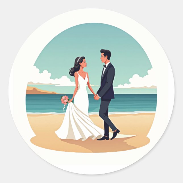 Adesivo Sticker de Casamento de Praia (Frente)