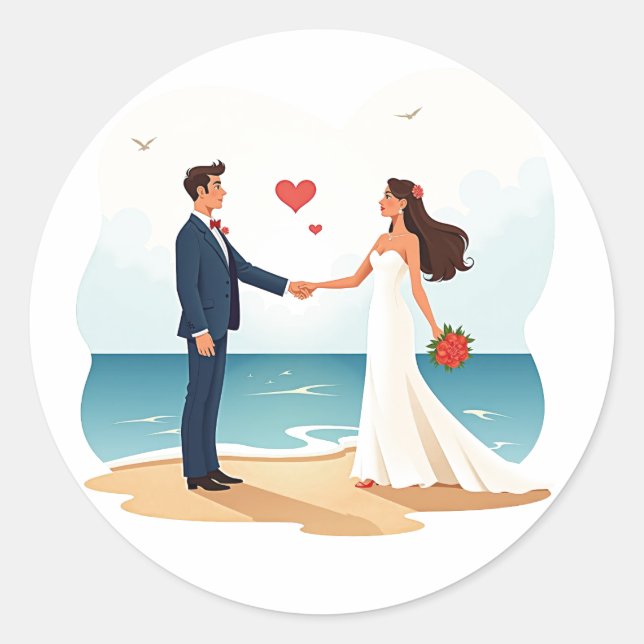 Adesivo Sticker de Casamento de Praia (Frente)