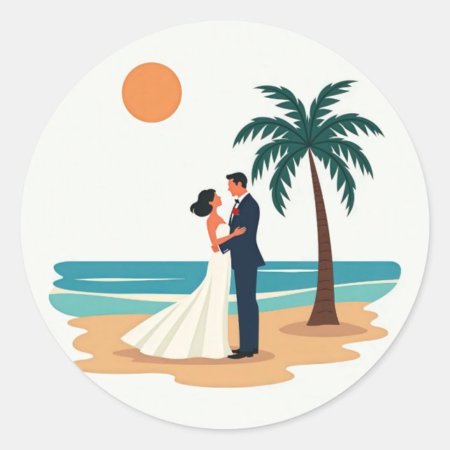 Adesivo Sticker de Casamento de Praia (Frente)