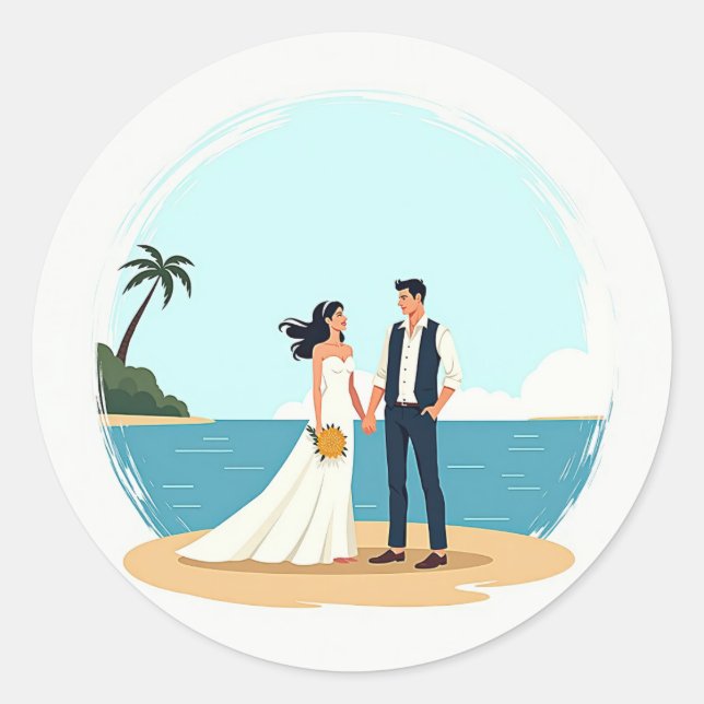 Adesivo Sticker de Casamento de Praia (Frente)