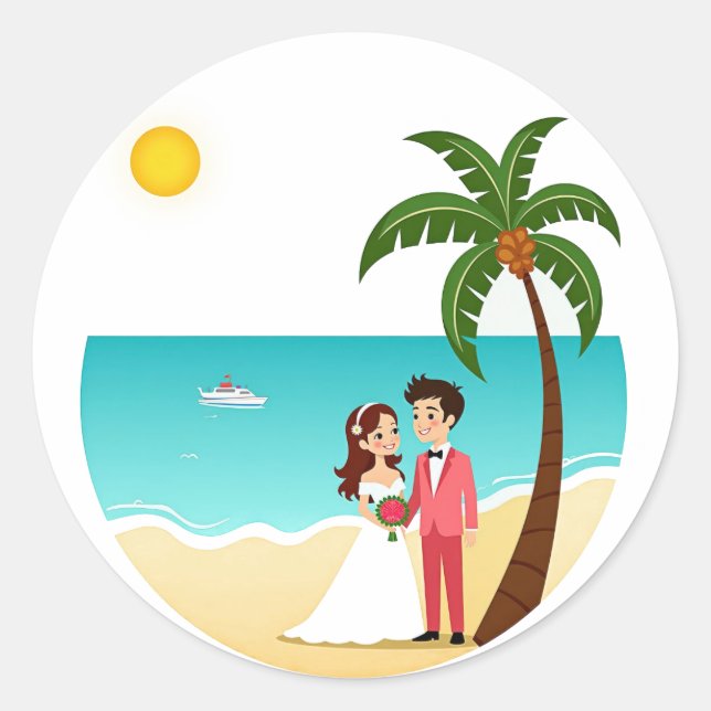 Adesivo Sticker de Casamento de Praia (Frente)