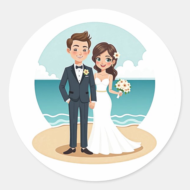 Adesivo Sticker de Casamento de Praia (Frente)