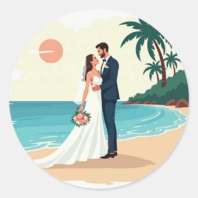 Adesivo Sticker de Casamento de Praia (Frente)