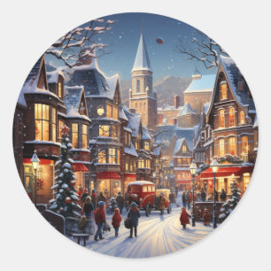 Adesivo Sticker de Celebração de Natal da Cidade de invern