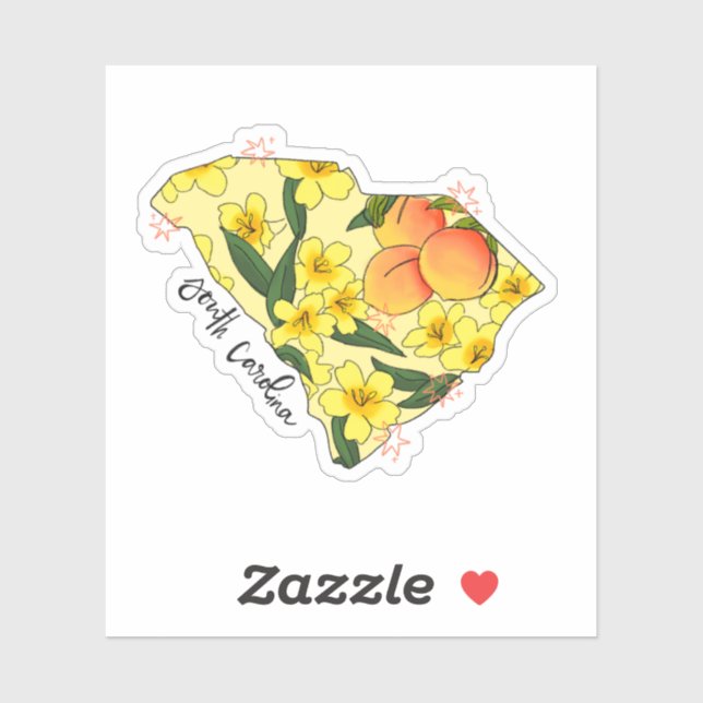 Adesivo Sticker de Estado Ilustrado da Carolina do Sul (Folha)