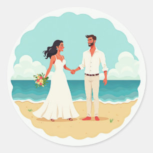 Adesivo Sticker de Momento de Casamento de Praia