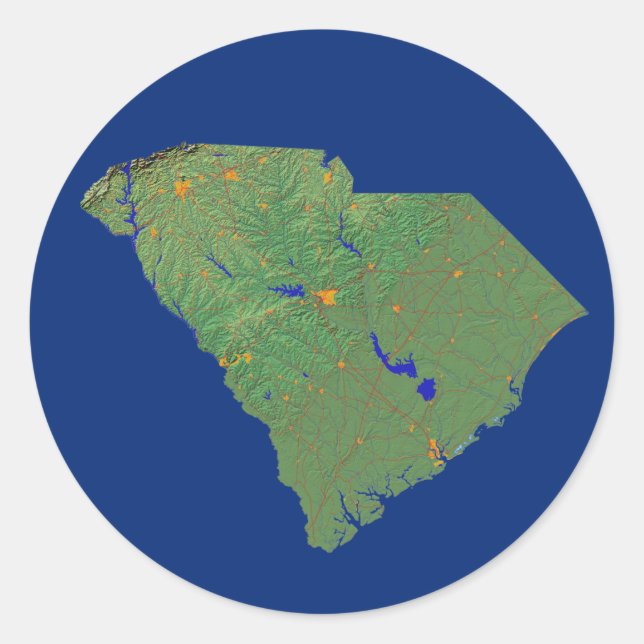 Adesivo Sticker do Mapa da Carolina do Sul (Frente)