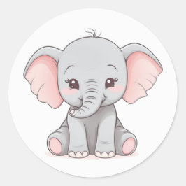 Adesivo Sticker, Elefante Bebê Sorridente com Cheeks Blush