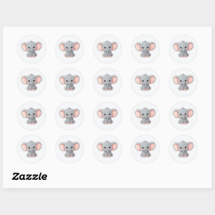 Adesivo Sticker, Elefante Bebê Sorridente com Cheeks Esmag