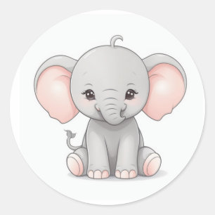 Adesivo Sticker, Elefante Bebê Sorridente com Cheeks Esmag