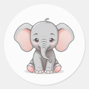 Adesivo Sticker, Elefante Bebê Sorridente com Cheeks Esmag