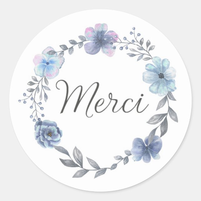 Adesivo Sticker / étiquette autcolante merci fleurs bleurs (Frente)