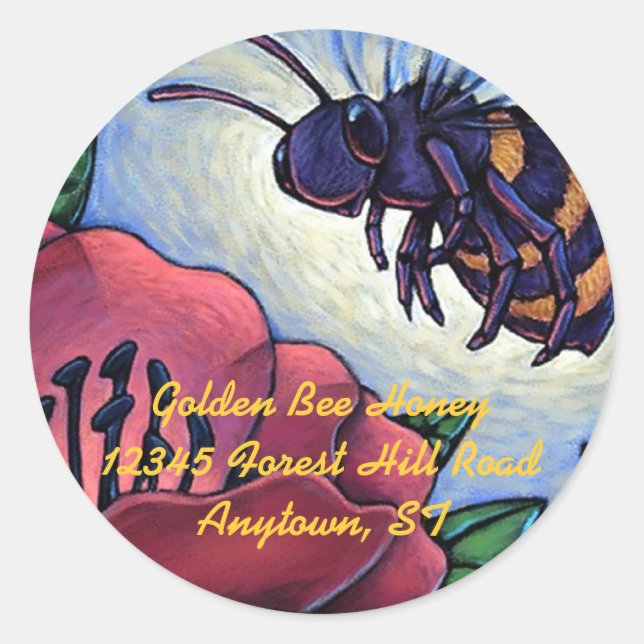 Adesivo Sticker Honey Bee Visita Flores Produto aperitivo (Frente)