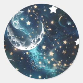 Adesivo Sticker - Icy Blue Moon Phases Celestial Moon Desi