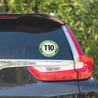 Adesivo Sticker "Je roule à 110 pour le climat"