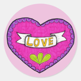 Adesivo Sticker Love Heart Round