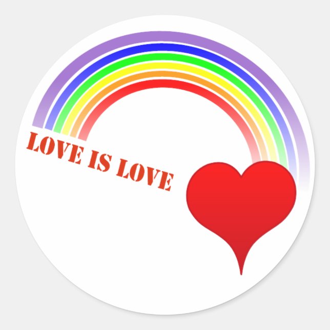 Adesivo Sticker LOVE IS LOVE Rainbow Heart design (Frente)