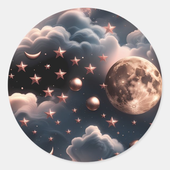 Adesivo Sticker – Luxury Rose Gold Celestial Moon (Frente)