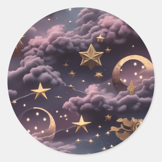 Adesivo Sticker - Luxury Smoky Plum Celestial Moon Design (Frente)