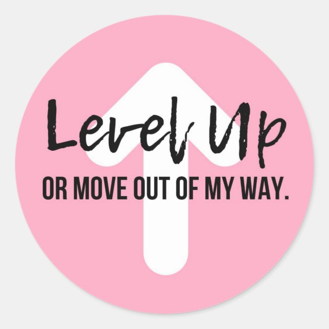 Adesivo Sticker Motivacional de Confiança Rosa Nível Super (Frente)