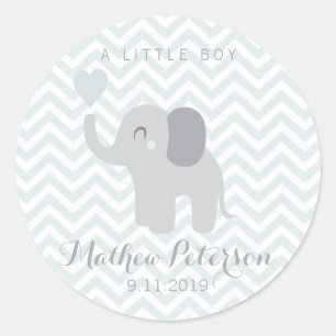 Adesivo Sticker Newborn Anunciing Boy Elephant Chevron