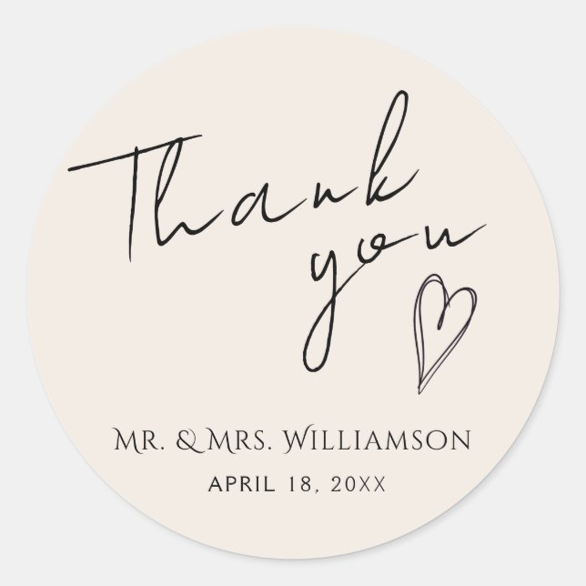 Adesivo Sticker Obrigado Casamento Moderno Minimalista (Frente)