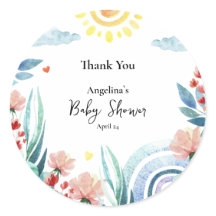 Sticker Obrigado pelo chá de fraldas com design.