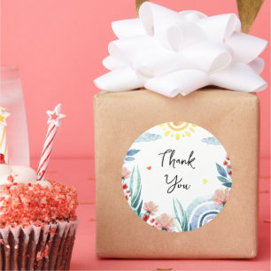 Adesivo Sticker Obrigado pelo chá de fraldas com design.