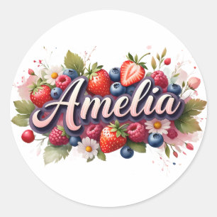 Adesivo Sticker Personalizado Amelia Berry Floral Design