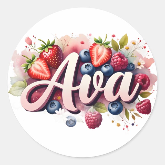 Adesivo Sticker personalizado Ava Berry Floral Design (Frente)