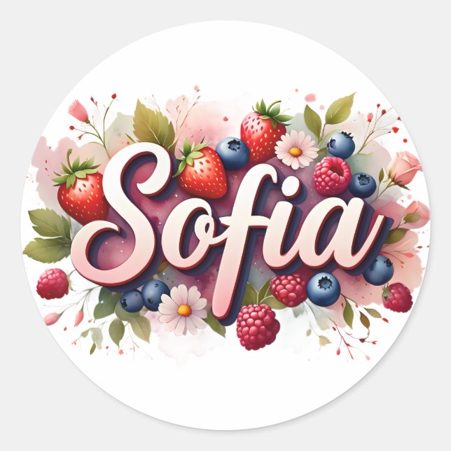 Adesivo Sticker personalizado "Sofia" Berry Floral Design (Frente)