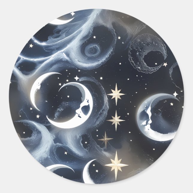 Adesivo Sticker - Platinum Silver Celestial Moon Mystic  (Frente)