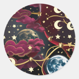 Adesivo Sticker - Red Celestial Moon Design Mystic Lunar