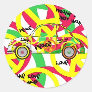 Adesivo Sticker Retro Love Peace Retro 60's 70's Car