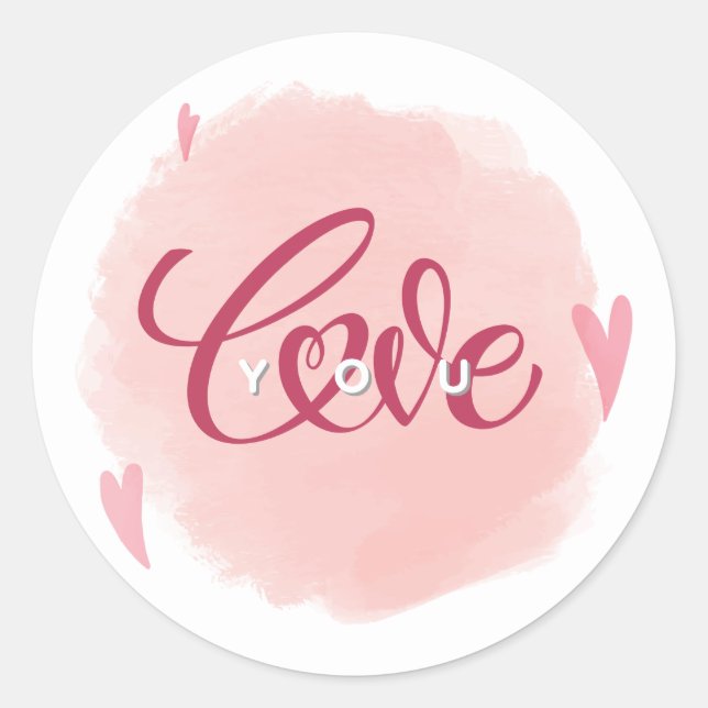 Adesivo Sticker rond romantique "Love You"  (Frente)