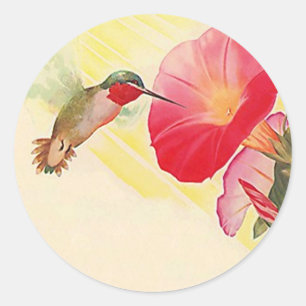 Adesivo Sticker Ruby Throated Hummingbird @ Flowers Garden