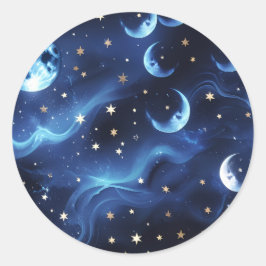 Adesivo Sticker - Sapphire Blue Celestial Moon Design
