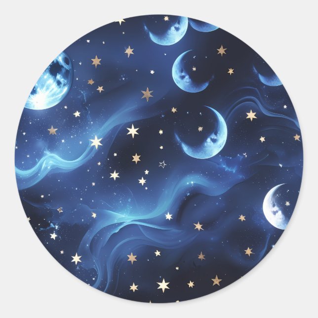 Adesivo Sticker - Sapphire Blue Celestial Moon Design (Frente)
