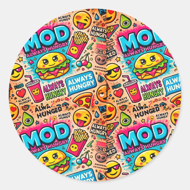 Adesivo Sticker sempre faminto - Divertido e Design Quirky (Frente)