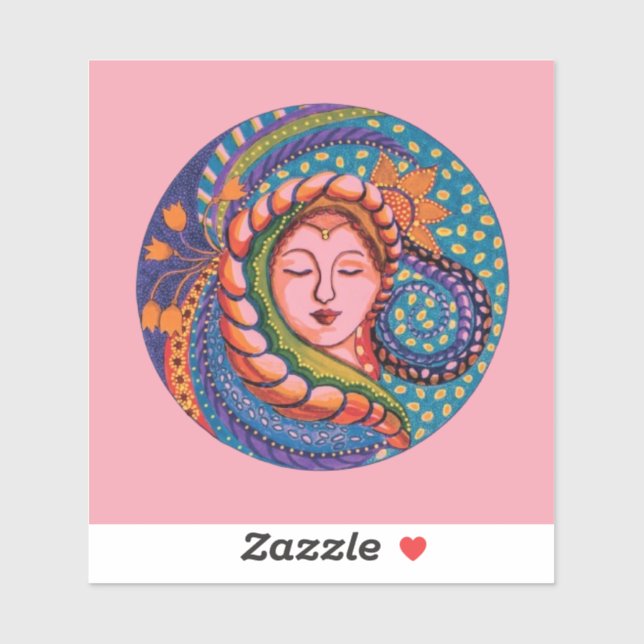 Adesivo Sticker - Serene Deusa Mandala Art (Folha)