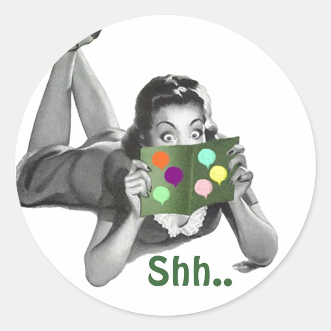 Adesivo Sticker Shh.. Festas de surpresas de diversão retr (Frente)