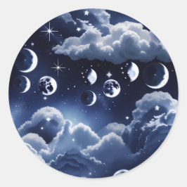Adesivo Sticker - Silver Celestial Moon Lunar Design