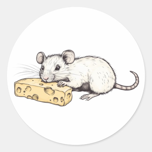 Adesivo Sticker with a picture of a rat with cheese (Frente)