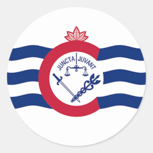 Adesivo Sticker with Flag of Cincinnati, Ohio, EUA