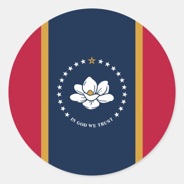 Adesivo Sticker with Flag of Mississippi State, USA (Frente)