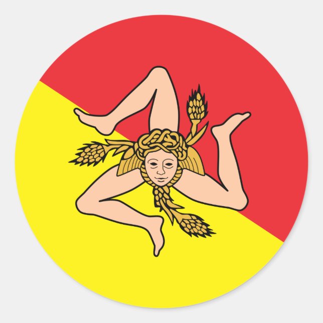 Adesivo Sticker with Flag of Sicily, Itália (Frente)