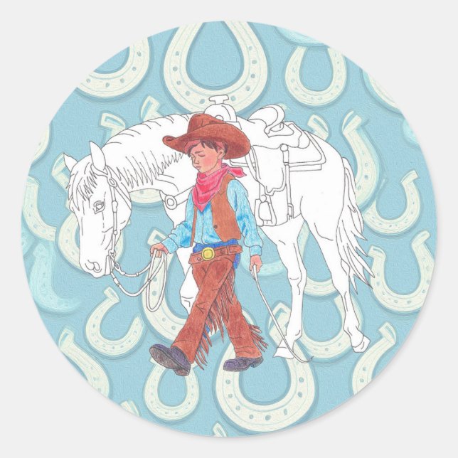 Adesivo Sticker Young Cowboy and Horse (Frente)