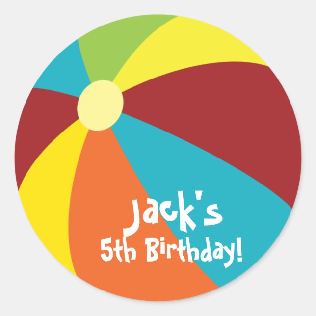 Adesivo Stickers Aniversário do Partido da Bola de Praia (Frente)