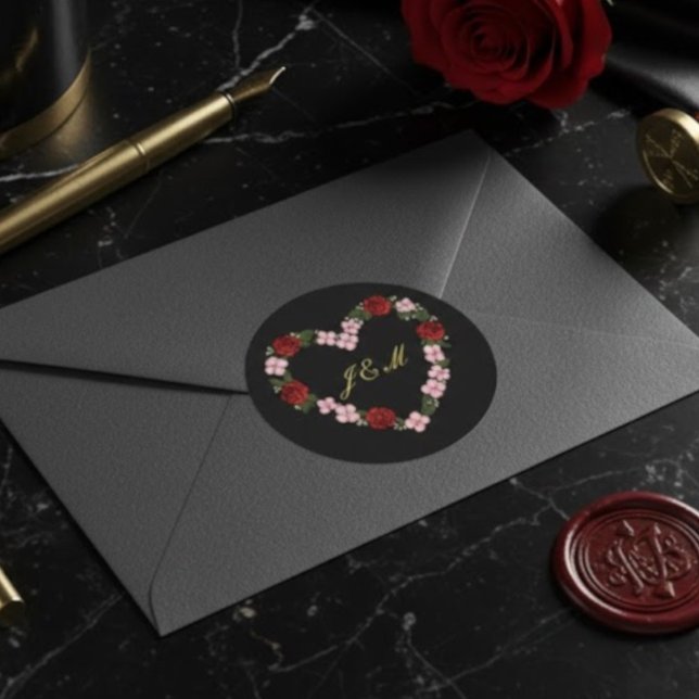 Adesivo Stickers Block Rose Heart Wedding Initial (Criador carregado)